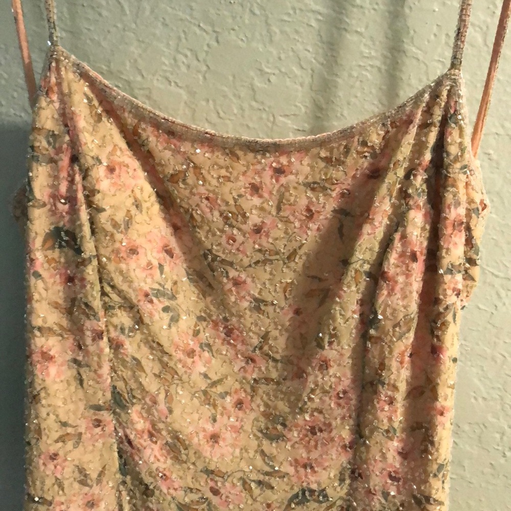 Beaded multi color sequence evening gown